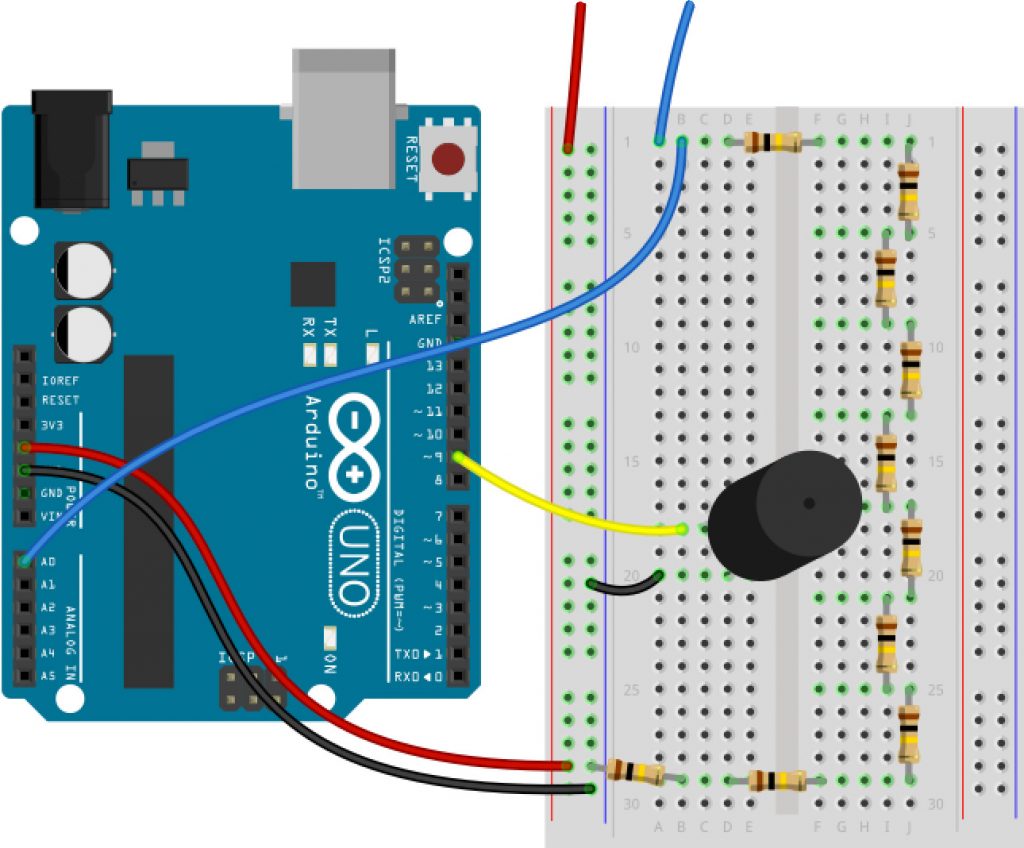 Arduino touch sensitive instrument circuit