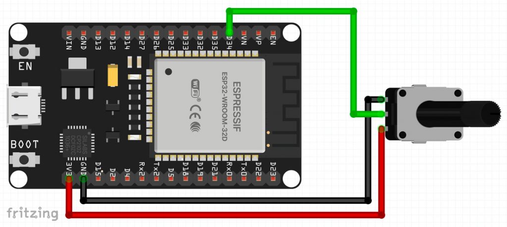 Potentiometer ESP32 Schaltplan