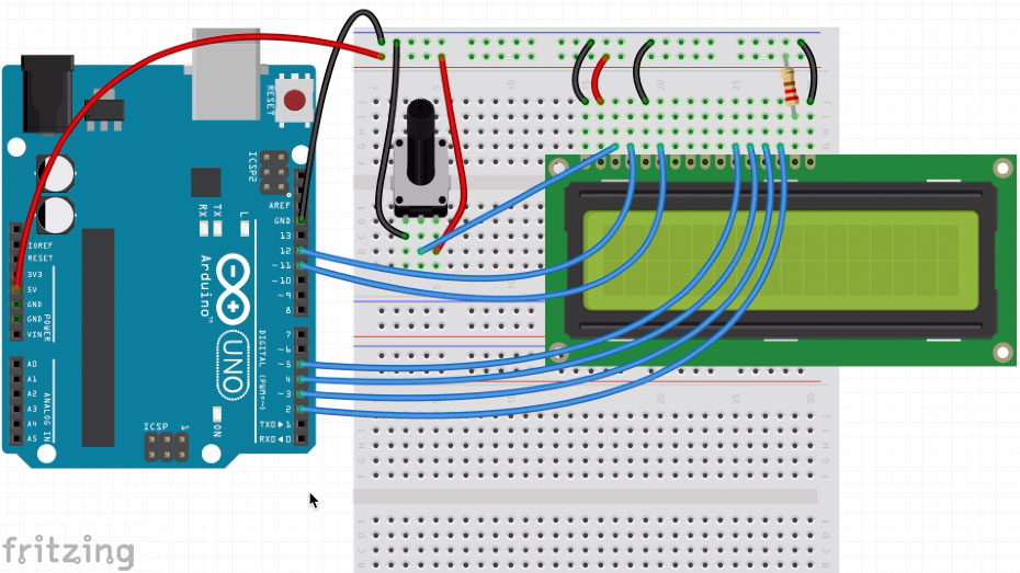 Arduino LCD Schaltung Circuit Breadboard
