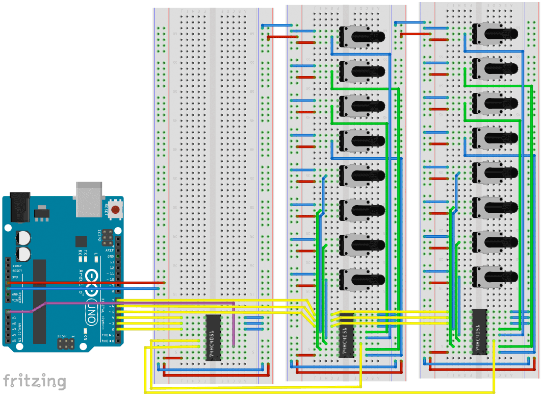 74HC4051 mit Arduino – So liest man richtig viele Potentiometer aus