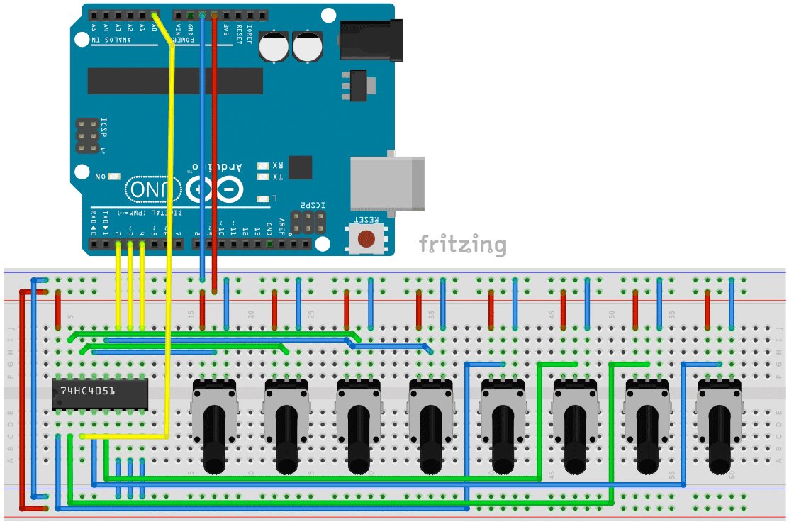 74HC4051 mit Arduino – So liest man viele Potentiometer aus